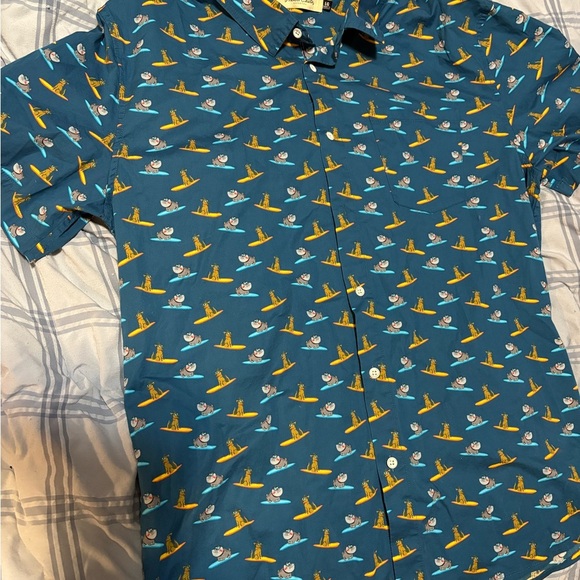 Henri Costa Teal Shirt with Playful Surfing Dog Pattern - Picture 2 of 5